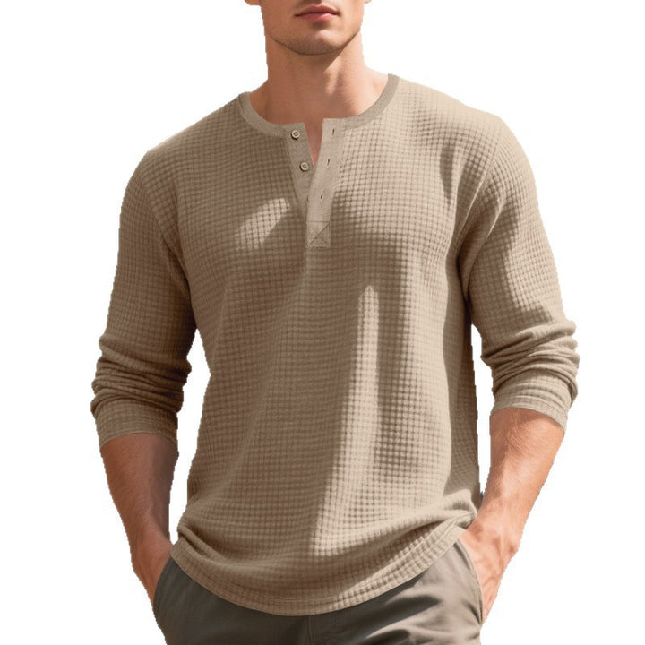 Herren Langarm-Henley-Shirt mit strukturiertem Design Echoarchiv