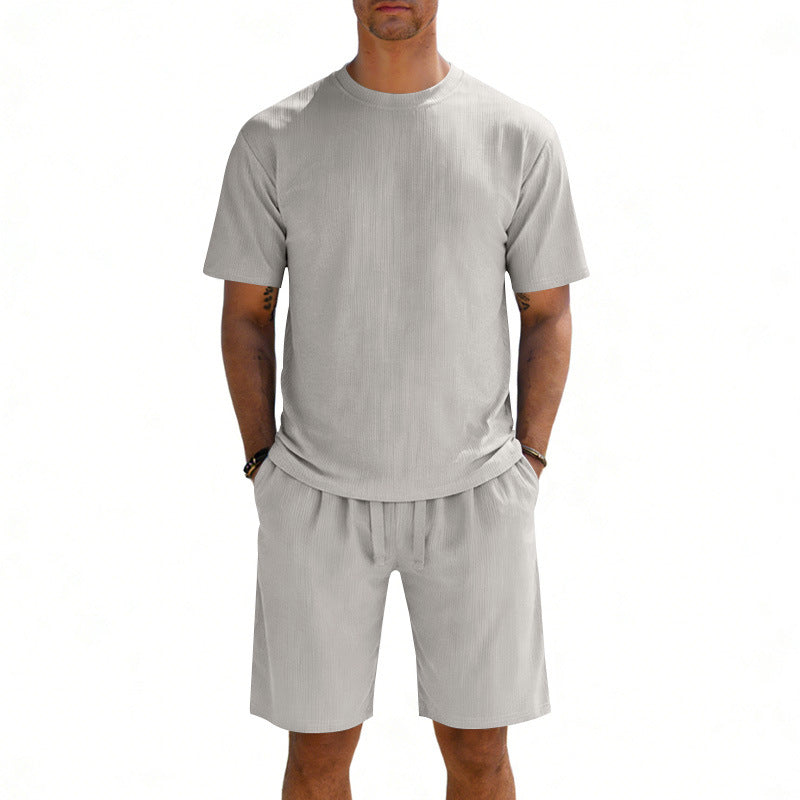 Herren nan Kurzarmshirt- und Bermudakombination aus geripptem Jersey mit elastischem Tunnelzugbund Echo Archiv