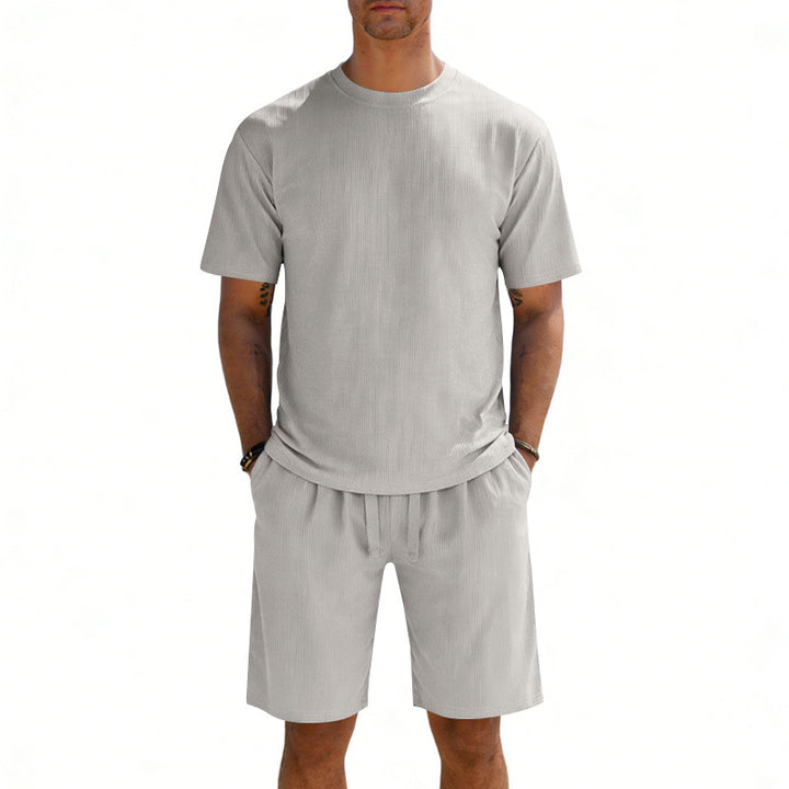Herren nan Kurzarmshirt- und Bermudakombination aus geripptem Jersey mit elastischem Tunnelzugbund Echo Archiv