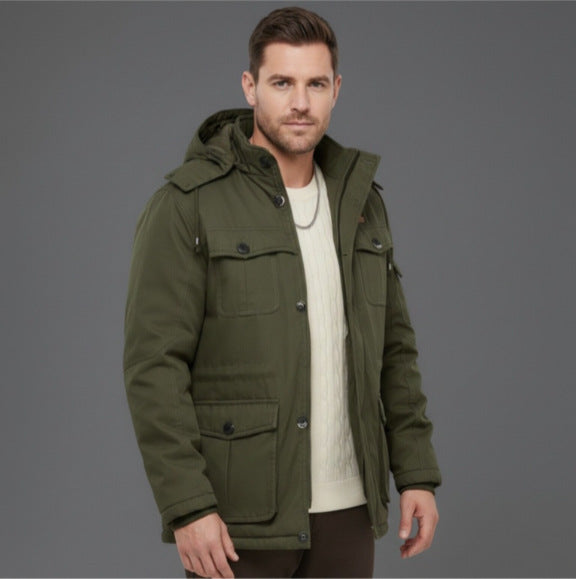 Herren Wattierte Winterparka mit Kapuze und multifunktionalen Taschen Echo Archiv