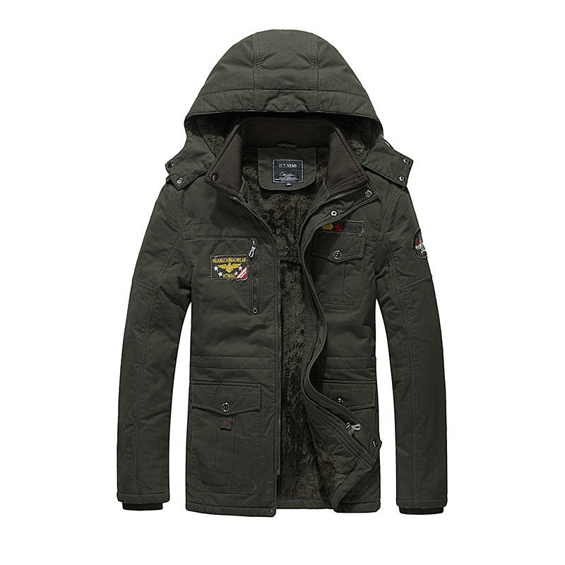 Herren Militärinspirierter Canvas-Parka mit Teddyfutter, abnehmbarer Kapuze und Utility-Taschen Echo Archiv