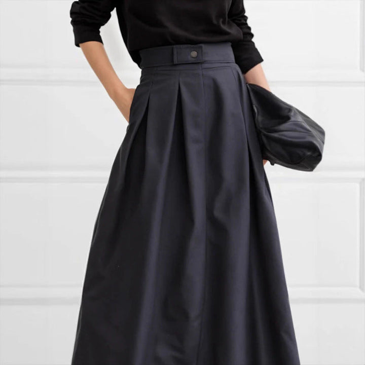 Damen Maxirock mit eleganter Faltenlegung und seitlichen Taschen Echoarchiv
