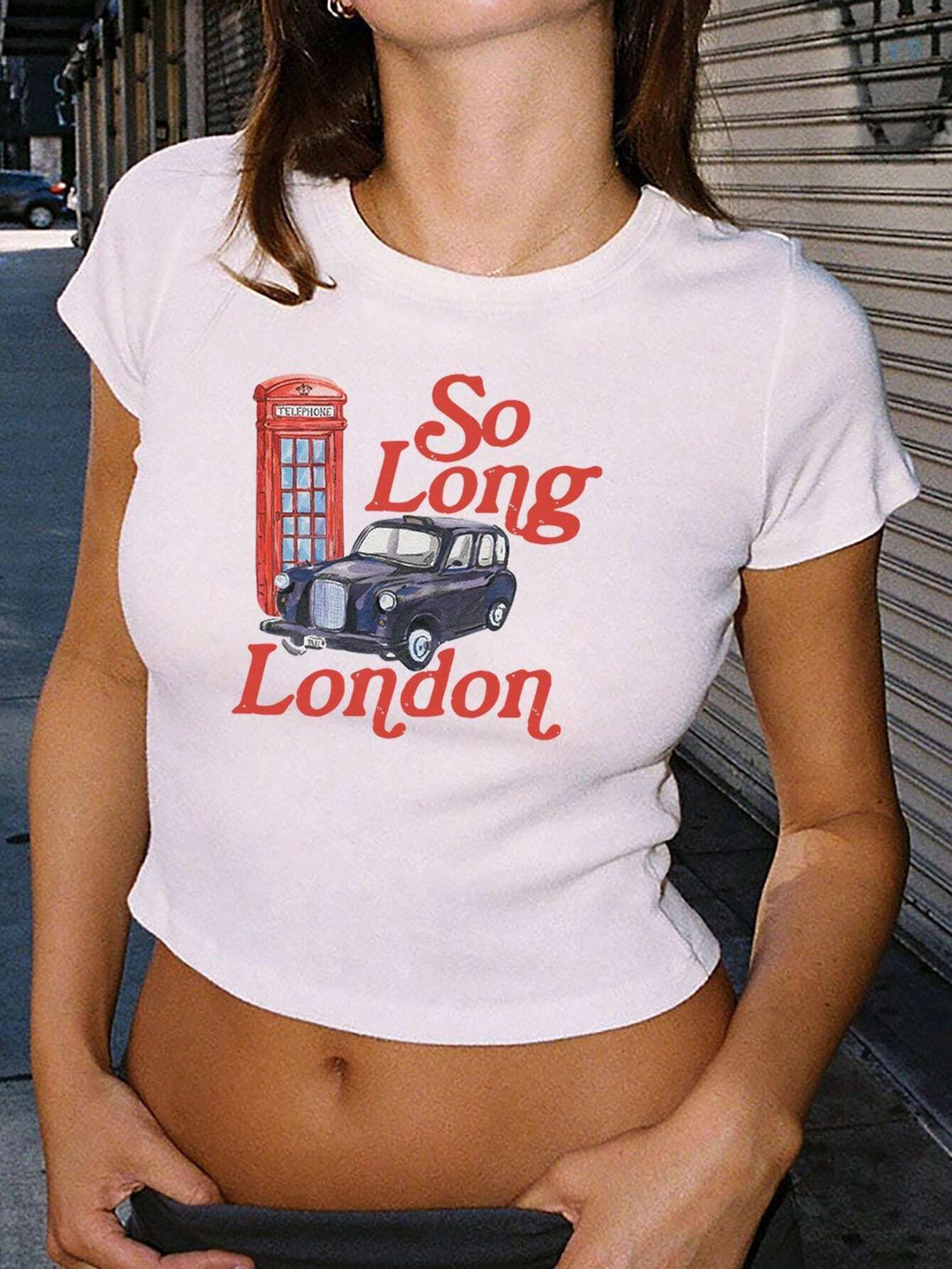 Damen Crop-T-Shirt mit kreativem Cocktail-Design Echo Archiv