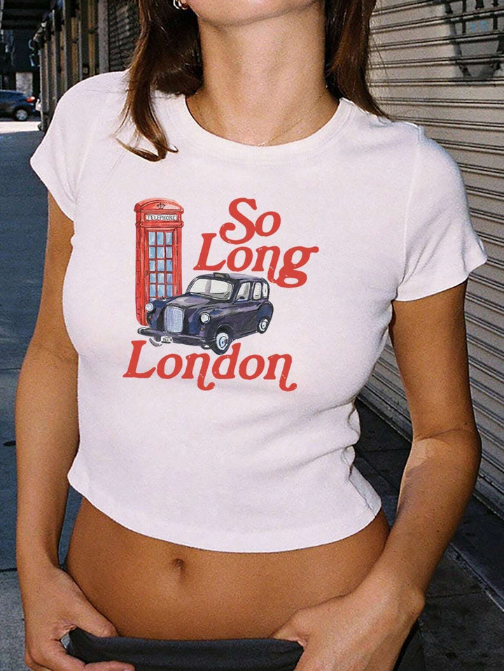 Damen Crop-T-Shirt mit kreativem Cocktail-Design Echo Archiv