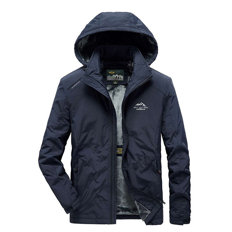 Herren Outdoorjacke mit Plüsch-Innenfutter, verstellbarer Kapuze und winddichter Front Echo Archiv