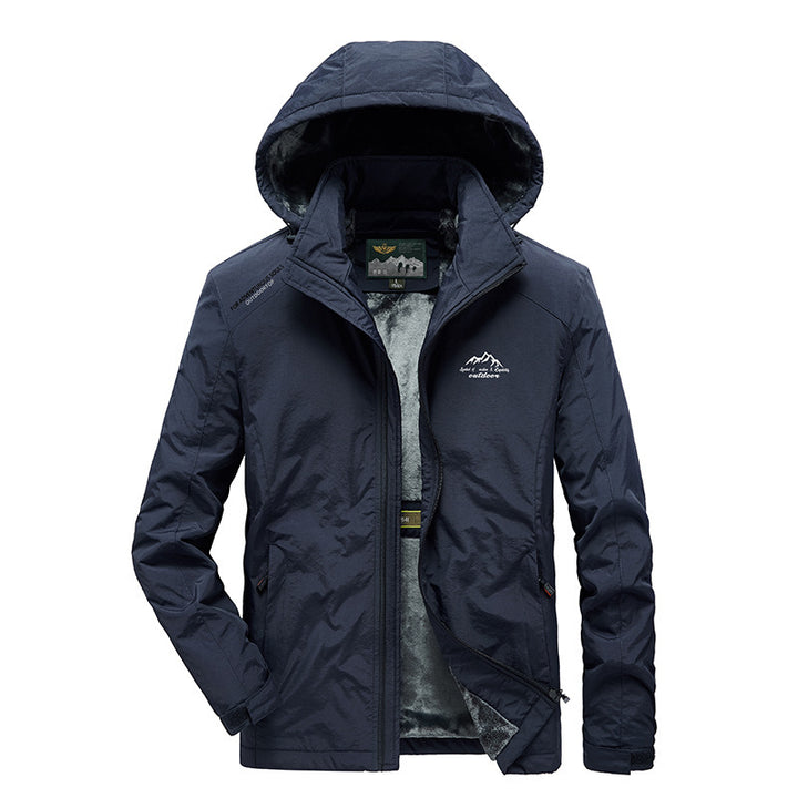 Herren Outdoorjacke mit Plüsch-Innenfutter, verstellbarer Kapuze und winddichter Front Echo Archiv