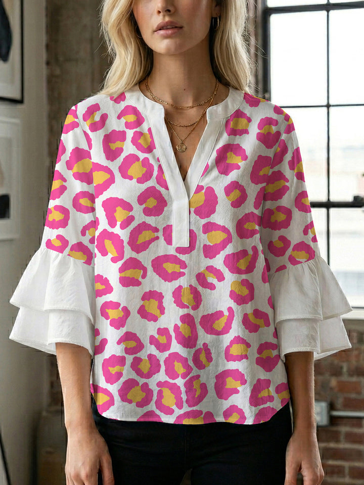 Damen Bluse mit Rüschendetails und auffälligem Animal-Print Echo Archiv