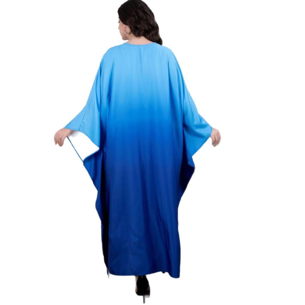 Damen Fließendes Kaftan-Maxikleid mit Oversize-Ärmeln und Rundhalsausschnitt – Valéora