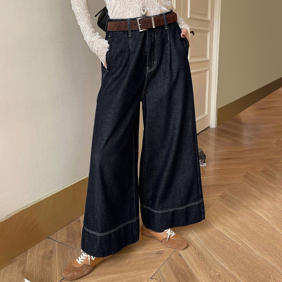 Damen High-Waist Culotte-Jeans aus schwerem Wide-Leg-Denim mit dekorativer Vordernaht Echo Archiv