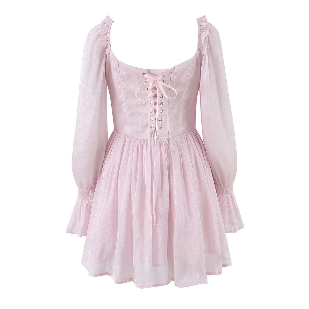 Damen Romantisches Korsett-Kleid mit gerafftem Rock und Ballonärmeln Echo Archiv