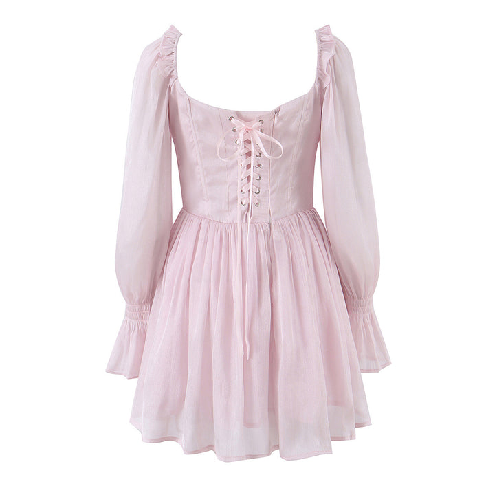 Damen Romantisches Korsett-Kleid mit gerafftem Rock und Ballonärmeln Echo Archiv