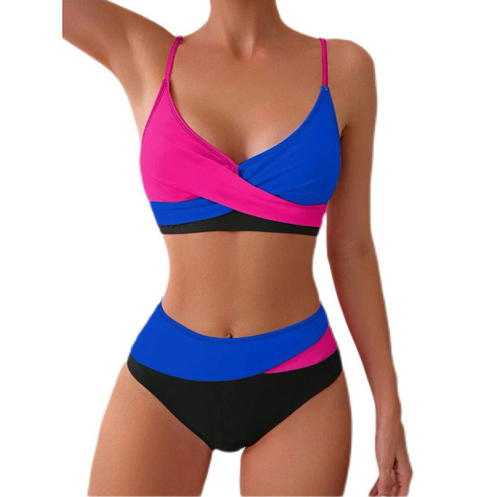 Damen Hochtailliertes Bikini-Set mit Kreuzband-Design Echo Archiv