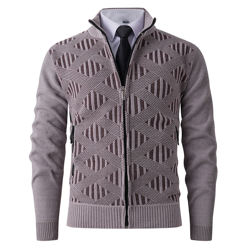 Herren Strickjacke mit strukturiertem Muster und hohem Kragen Echoarchiv