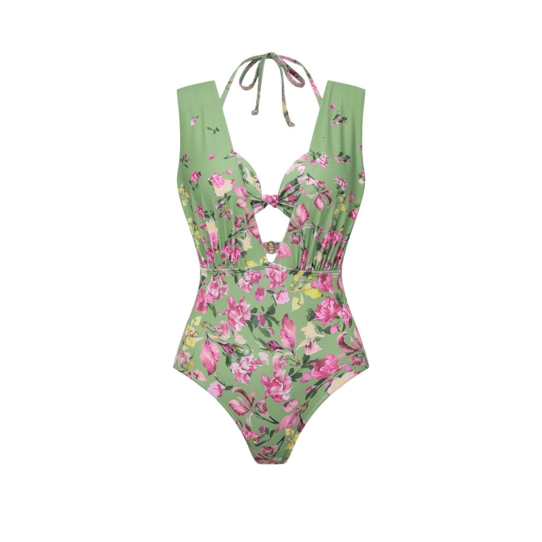 Damen Bikiniset mit floralem Schnitt und elegantem Maxirock Echo Archiv