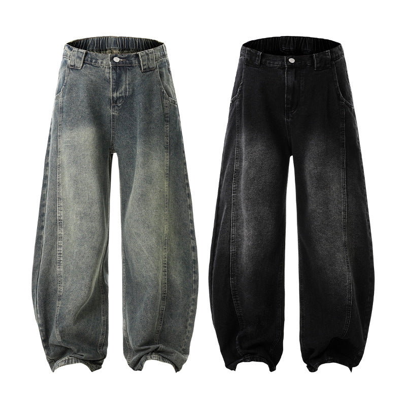 Herren Ultraweit geschnittene Denim-Hose im Palazzo-Stil mit tiefem Schritt Echo Archiv