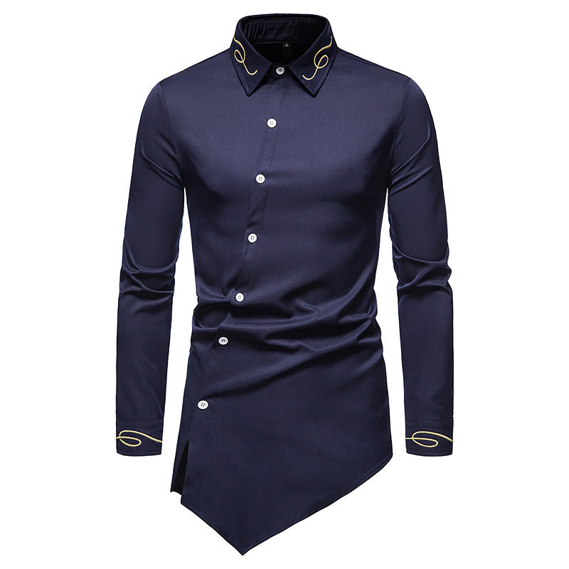 Herren Longsleeve Hemd im avantgardistischen Design mit asymmetrischem Saum Echoarchiv