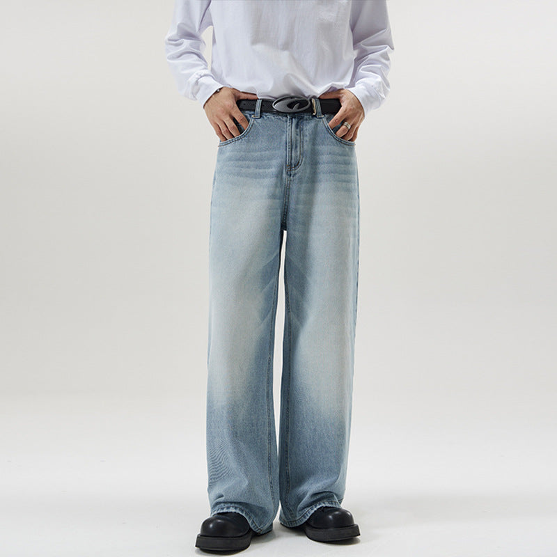 Herren Weite Vintage-Denim-Jeans mit ausgeprägtem Fade und geradem Bein Echo Archiv