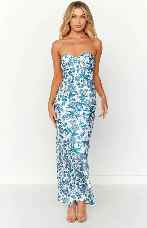 Damen Langärmliges Maxikleid mit floralen Akzenten Echo Archiv