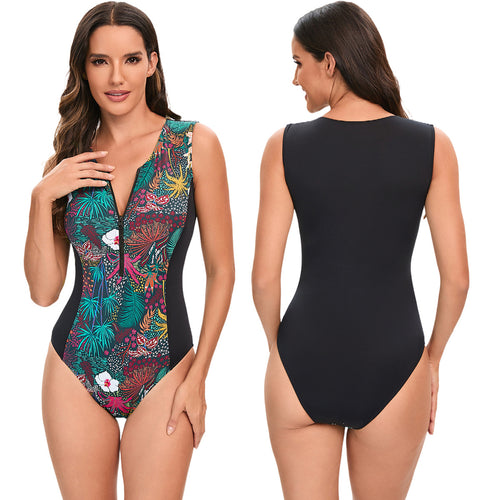 Damen Sportlicher Langarm-Badeanzug mit trendigem Floral-Design Echo Archiv