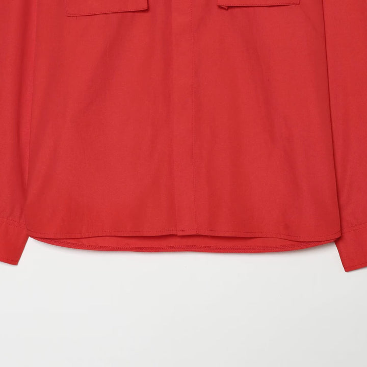 Damen Overshirt mit Stehkragen, aufgesetzten Brusttaschen und verdeckter Knopfleiste Echoarchiv