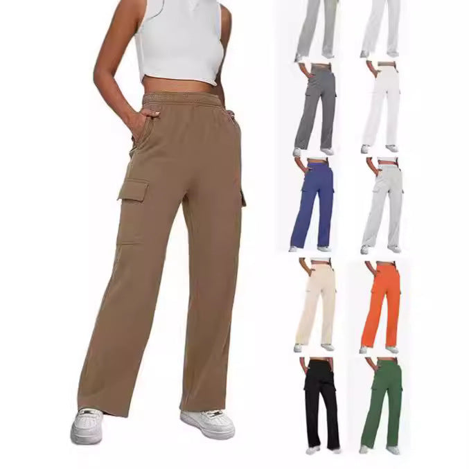 Damen nan gerade geschnittene Cargo-Sweathose mit hoher Taille und aufgesetzten Taschen Echo Archiv