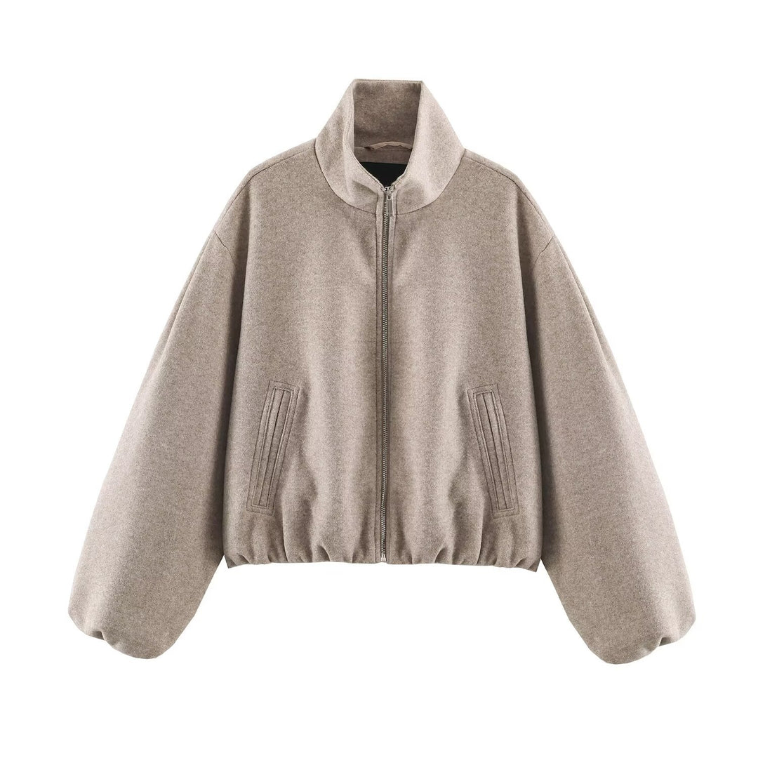 Damen Oversized Kurzblouson mit Stehkragen, Reißverschluss und elastischem Saum Echo Archiv