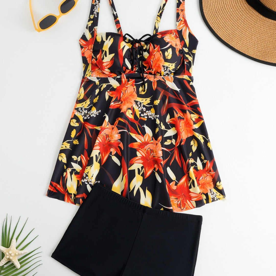 Damen Tankini mit floralem Oberteil und bequemen Shorts Echo Archiv