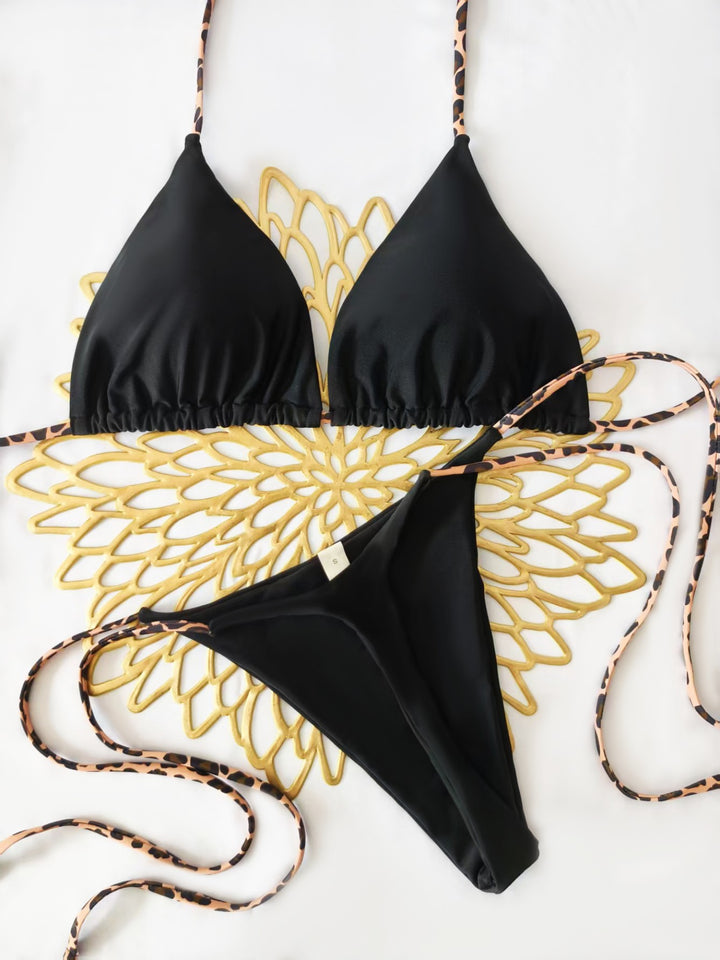 Damen Triangel-Bikini-Set mit verstellbaren Trägern und modischem Leoprint Echo Archiv