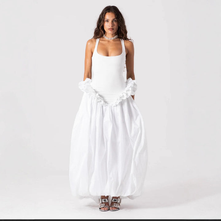 Damen Elegantes Maxikleid mit Rüschensaum und Figurbetontem Oberteil Echo Archiv