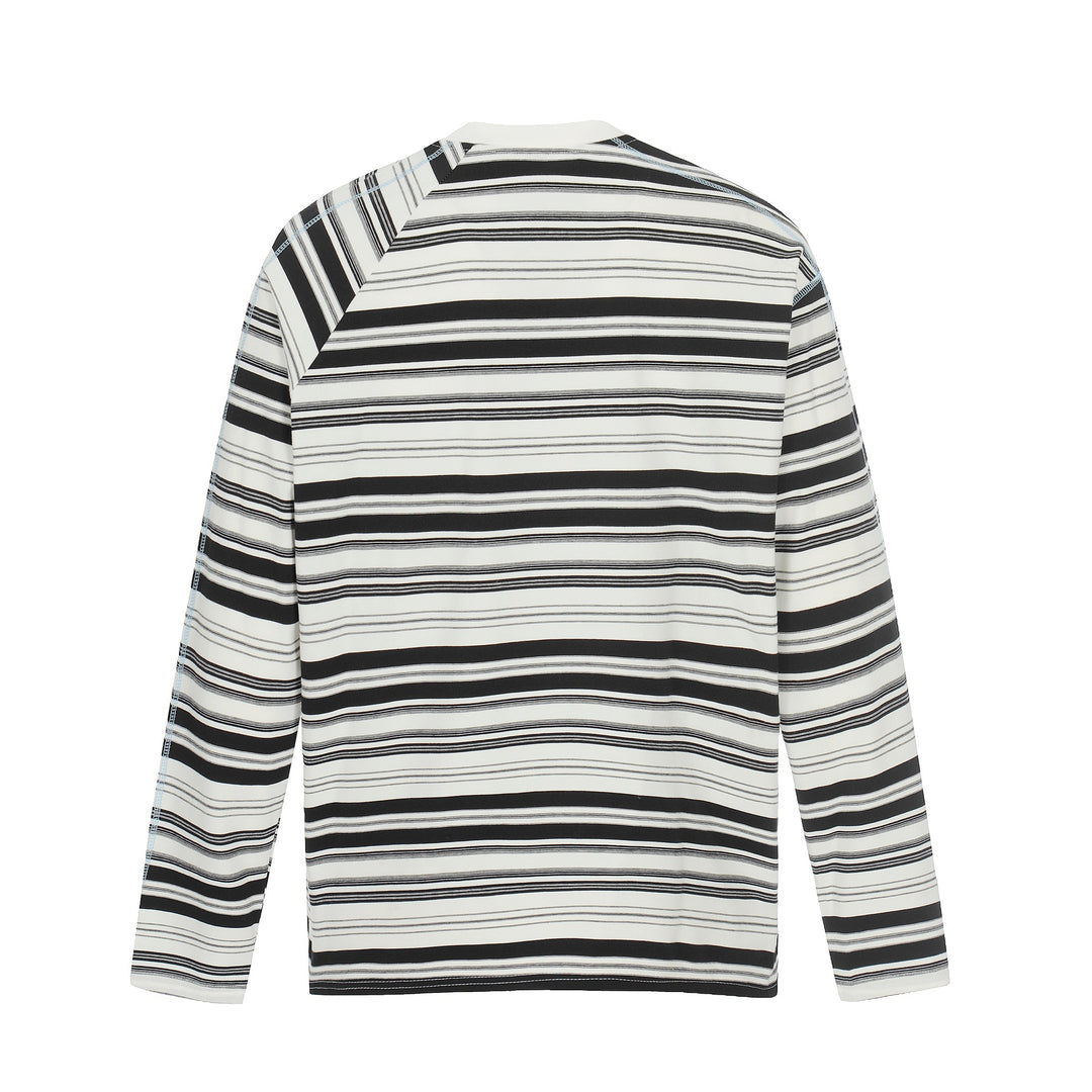Unisex Gestreiftes Langarmshirt mit kontrastierenden Ziernähten Echoarchiv