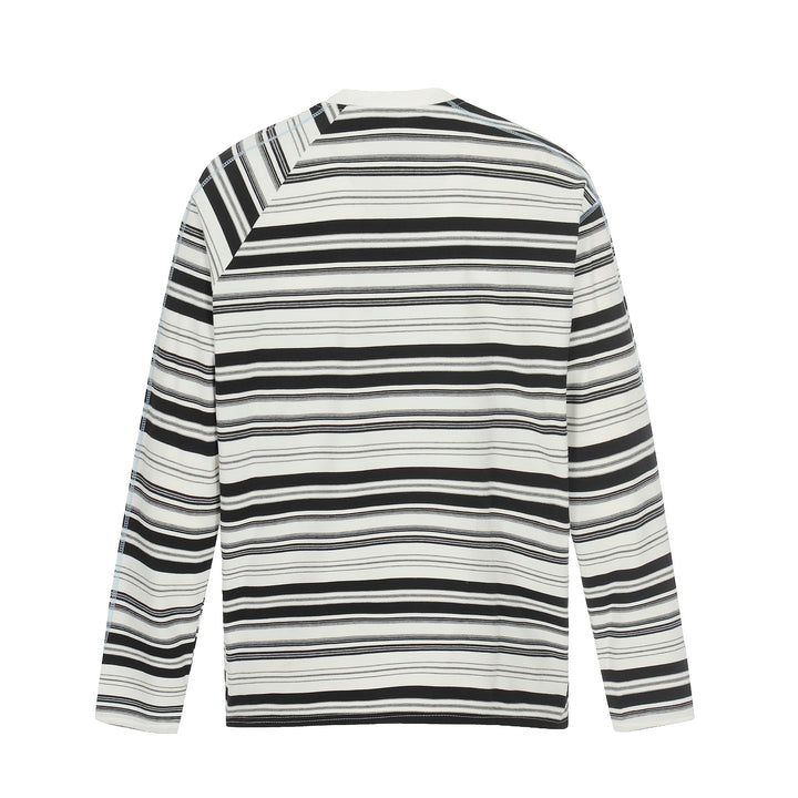 Unisex Gestreiftes Langarmshirt mit kontrastierenden Ziernähten Echoarchiv