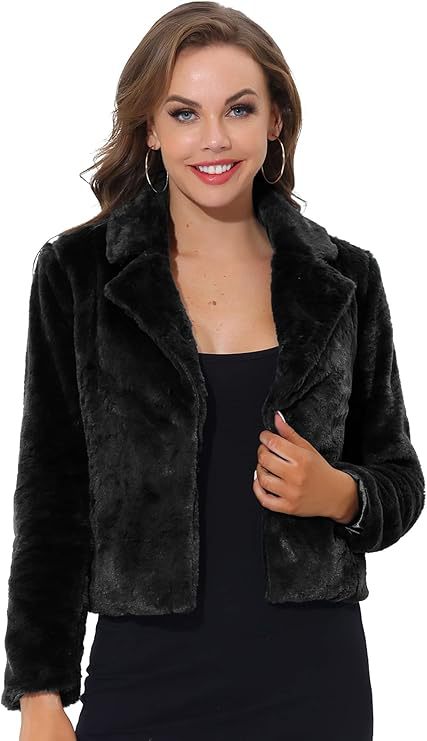 Damen Kurzblouson aus samtigem Faux‑Fur mit fallendem Revers und figurfreundlichem Cropped‑Schnitt Echo Archiv