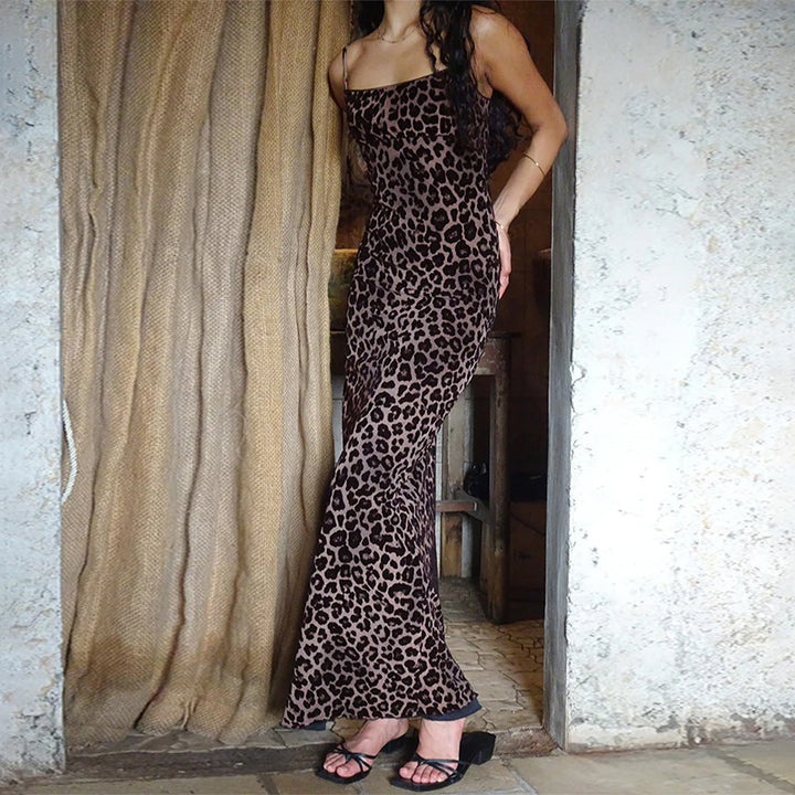 Damen Maxikleid mit elegantem Animal-Print und schmalen Trägern Echo Archiv