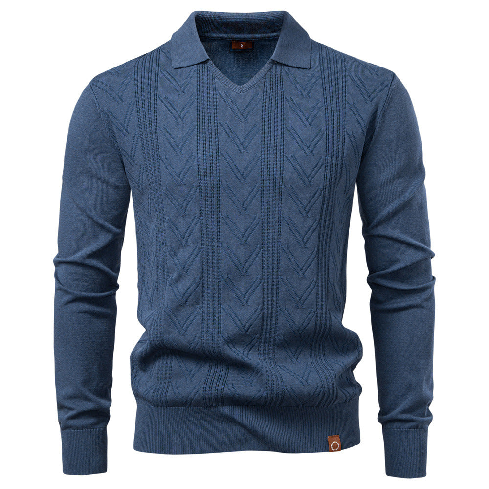 Herren Pullover mit V-Ausschnitt und strukturiertem Design Echoarchiv