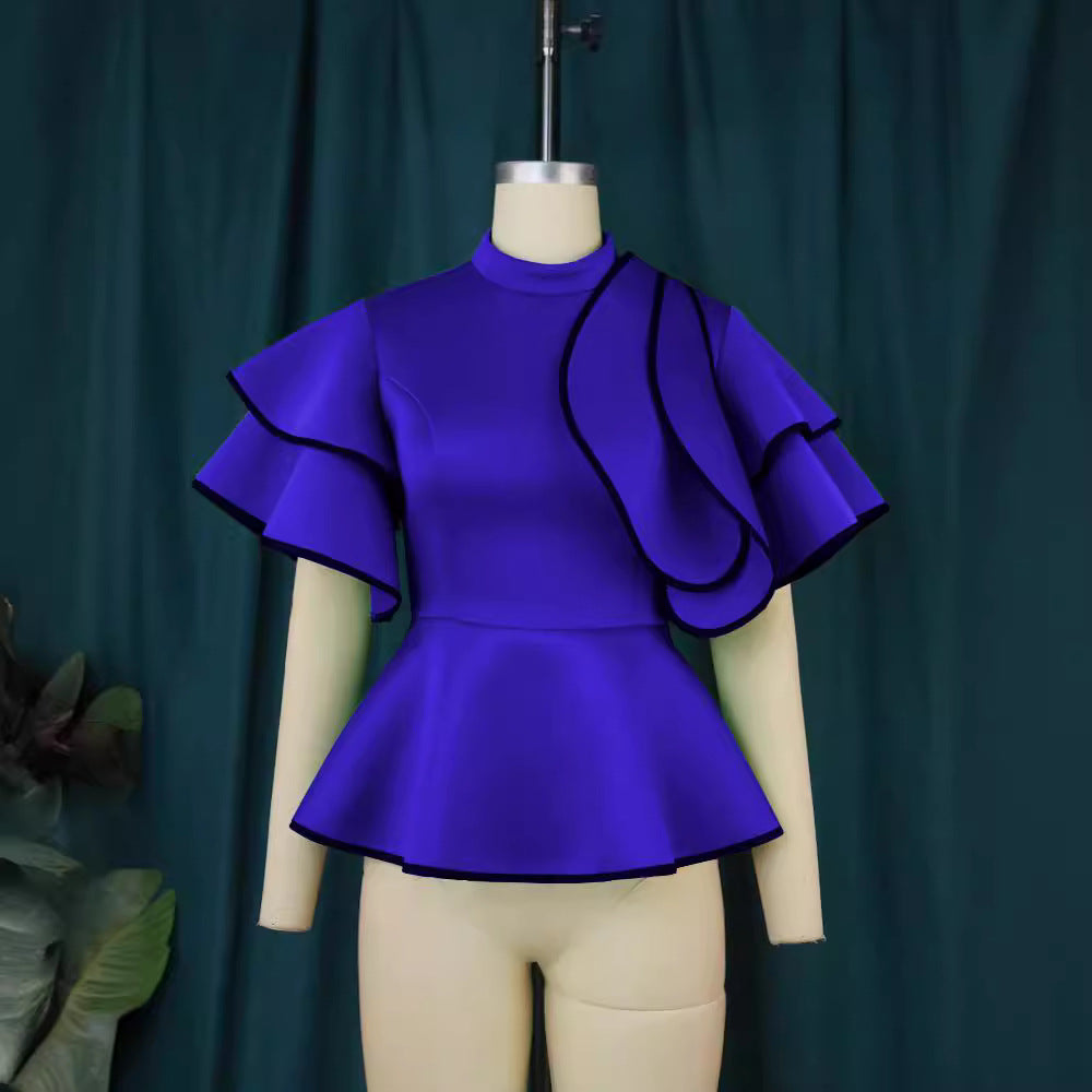 Damen Peplum-Top mit ausgefallenen Rüschen und asymmetrischem Schnitt Echo Archiv