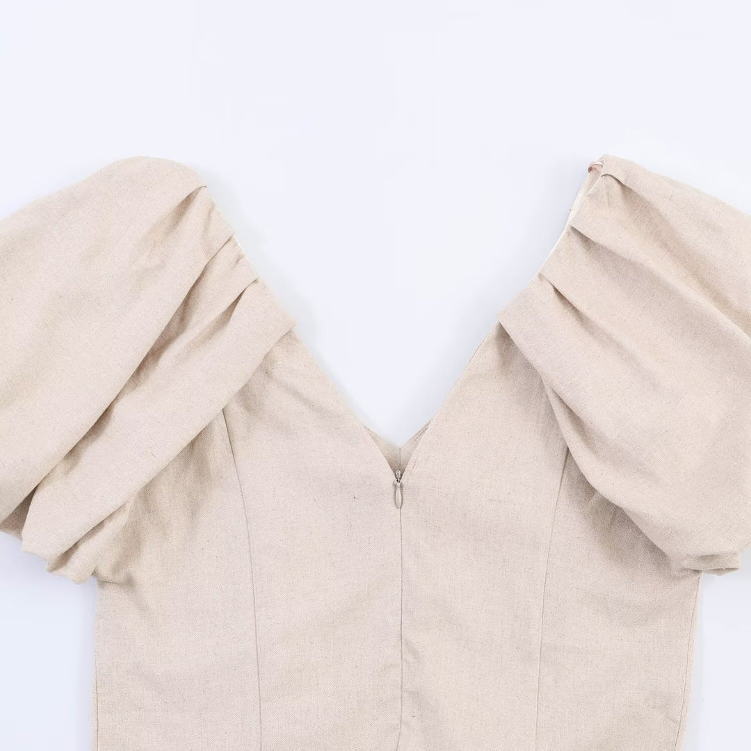 Damen Midi-Kleid mit voluminösen Kurzärmeln und schmeichelndem Schnitt Echo Archiv
