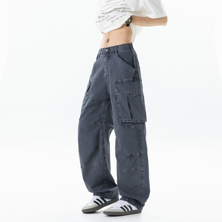 Damen Weite Cargohose mit hohem Bund, Oversize‑Bein und großen Klappentaschen Echo Archiv