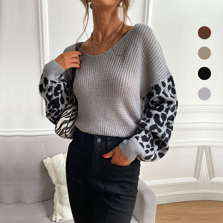 Damen Oversize Strickpullover mit Balloonärmeln und Animal-Jacquard Echoarchiv