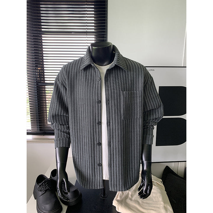 Herren Texturierte Overshirt‑Hemdjacke aus Strick mit Kentkragen Echo Archiv