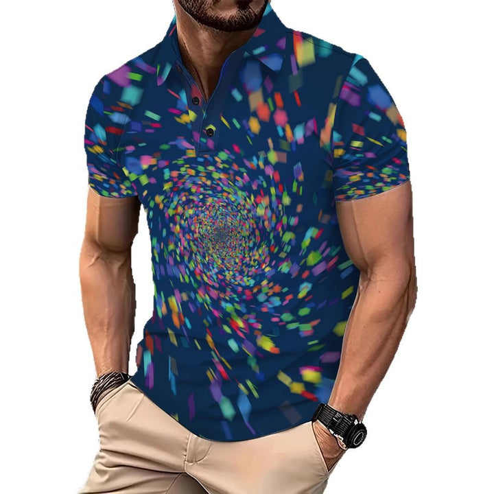 Herren Poloshirt mit spiralartigem Grafikdesign Echoarchiv
