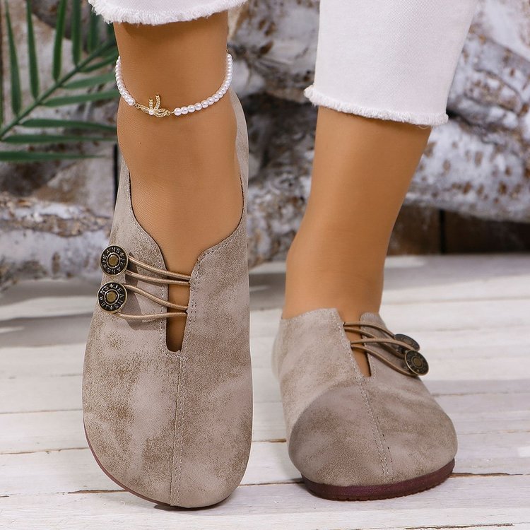 Damen nan elegante Komfort-Slipper im Mokassinstil mit elastischer Zierkordel und Knopfdetail Echo Archiv