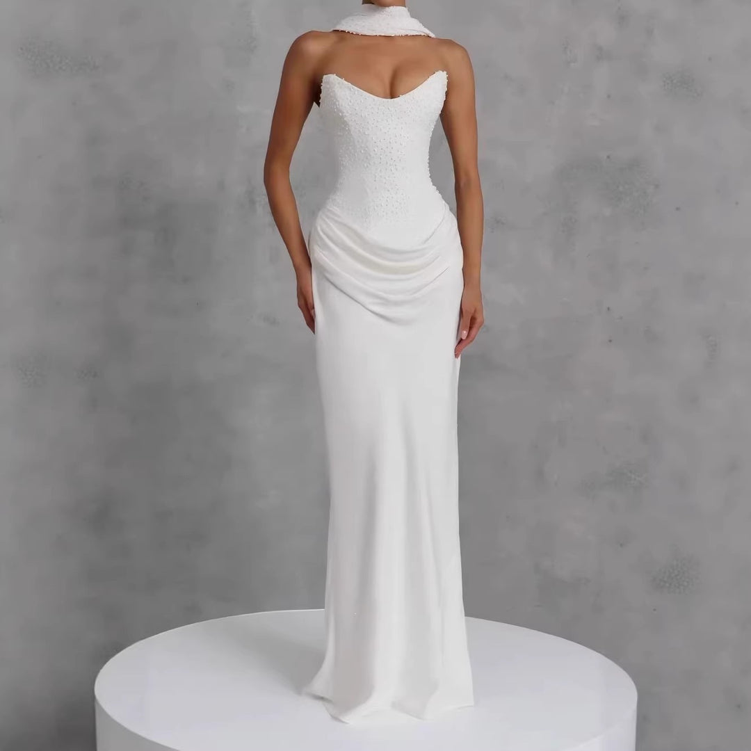 Damen Elegantes trägerloses Hochzeitskleid mit fließendem Rock Echo Archiv