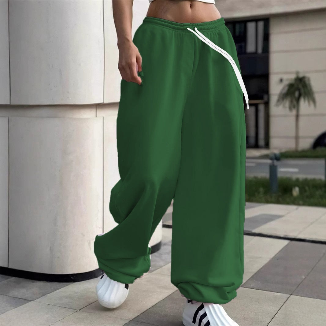 Damen weite Baggy-Jogginghose mit hohem Komfortbund, Kordelzug und elastischen Knöchelbündchen – Avélisse