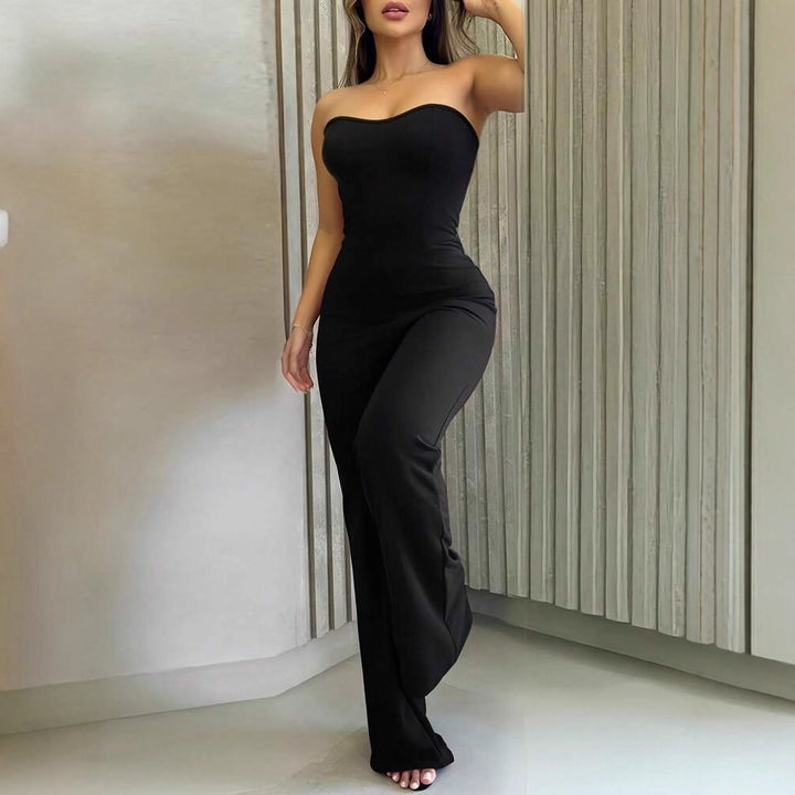 Damen Figurschmeichelnder Jumpsuit mit elegantem Bandeau-Ausschnitt und weitem Bein Echo Archiv