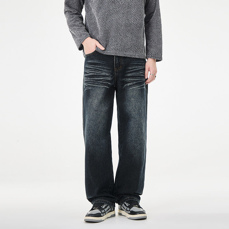 Herren Weite Vintage-Denim-Jeans mit Falteneffekt und tiefer Leibhöhe Echo Archiv