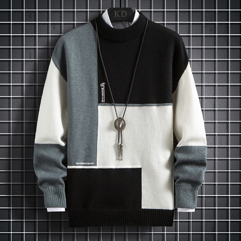Herren nan blockfarbiger Oversize-Feinstrickpullover mit Stehkragen und gerippten Bündchen Echo Archiv