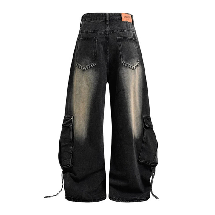 Damen weite Denim-Cargo-Culottehose mit hoher Taille und Multifunktionstaschen Echoarchiv