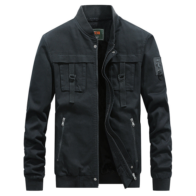 Herren Canvas-Bomberjacke im Fieldstil mit Gurt- und Ringdetails – Brevano