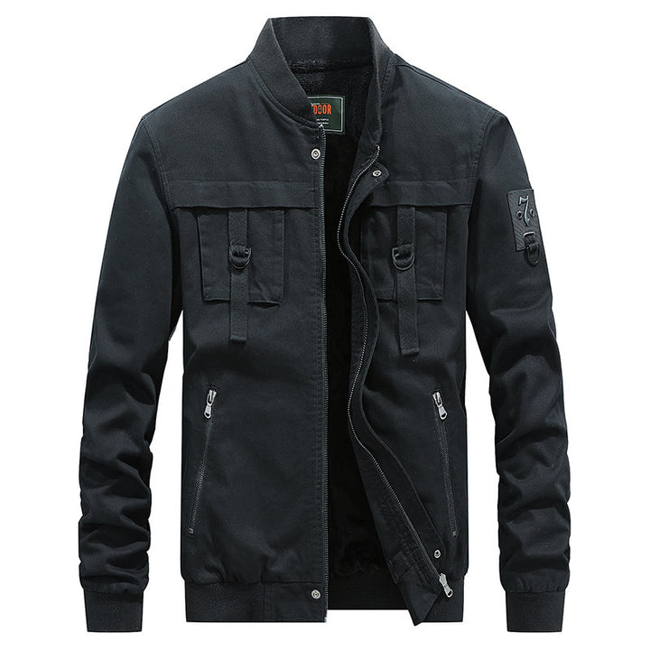 Herren Canvas-Bomberjacke im Fieldstil mit Gurt- und Ringdetails – Brevano