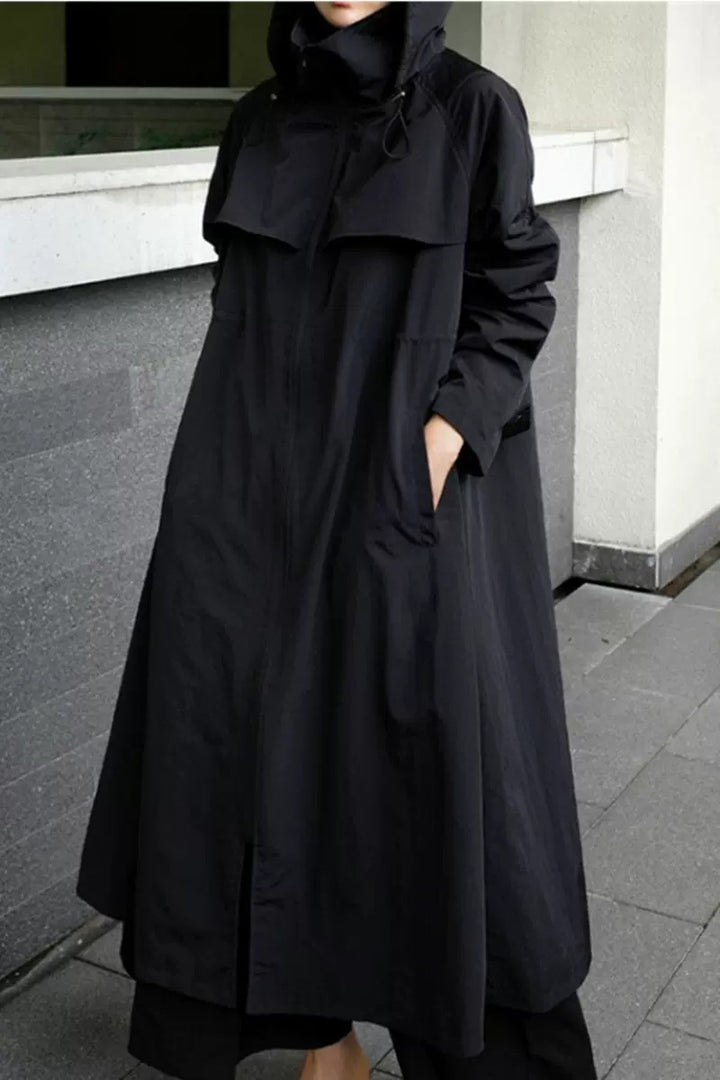 Damen Oversize-Mantel im Maxi-Look mit Kapuze und Cape‑Passe Echoarchiv